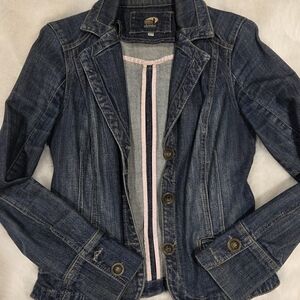 Dynamite Dark Blue Denim Jacket with Pink Trim